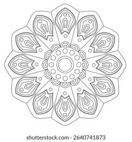 Outline Mandala for coloring book. Decorative round ornament. Anti-stress therapy pattern. Weave design element. Yoga style, background for meditation poster. Unusual flower shape. Oriental vector
