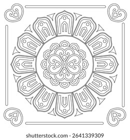 Outline Mandala for coloring book. Decorative round ornament. Anti-stress therapy pattern. Weave design element. Yoga style, background for meditation poster. Unusual flower shape. Oriental vector
