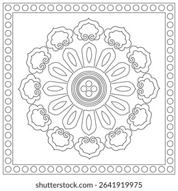Outline Mandala for coloring book. Decorative round ornament. Anti-stress therapy pattern. Weave design element. Yoga style, background for meditation poster. Unusual flower shape. Oriental vector

