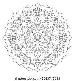Outline Mandala for coloring book. Decorative round ornament. Anti-stress therapy pattern. Weave design element. Yoga style, background for meditation poster. Unusual flower shape. Oriental vector
