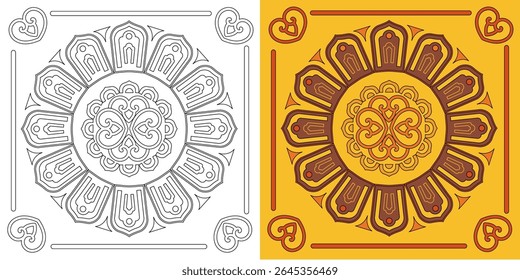 Outline Mandala for coloring book. Decorative round ornament. Anti-stress therapy pattern. Weave design element. Yoga style, background for meditation poster. Unusual flower shape. Oriental vector