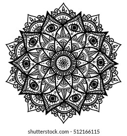 Outline Mandala For Coloring Book Decorative Round Ornament Anti Stress Therapy Pattern