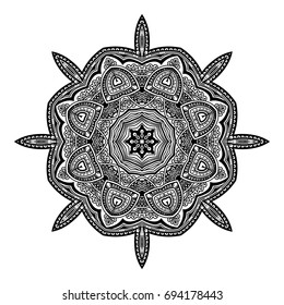 Outline Mandala for coloring book. Decorative round ornament. Anti-stress therapy pattern for adult. Weave design element. Yoga logo, background for meditation poster
