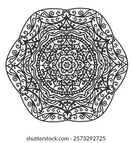 Outline Mandala for Coloring Book Pag Mandala Coloring book line art vector illustration. Vector abstract mandala pattern.