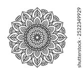 Outline Mandala for Coloring Book Page. Oriental Mandala vector. Mandala Coloring book line art vector illustration. Vector abstract mandala pattern. Hand drawn doodle mandalas coloring book.