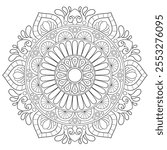 Outline Mandala for Coloring Book Page. Oriental Mandala vector. Simple Mandala Coloring book line art vector illustration. Vector abstract mandala pattern, round frame