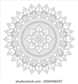 Outline Mandala for Coloring Book Page. Oriental Mandala vector. Mandala Coloring book line art vector illustration. Vector abstract mandala pattern.