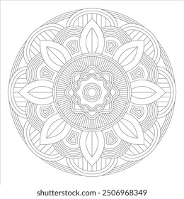 Outline Mandala for Coloring Book Page. Oriental Mandala vector. Mandala Coloring book line art vector illustration. Vector abstract mandala pattern.