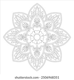 Outline Mandala for Coloring Book Page. Oriental Mandala vector. Mandala Coloring book line art vector illustration. Vector abstract mandala pattern.