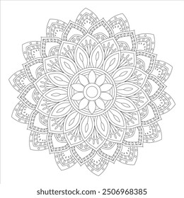 Outline Mandala for Coloring Book Page. Oriental Mandala vector. Mandala Coloring book line art vector illustration. Vector abstract mandala pattern.