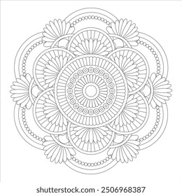 Esquema Mandala para colorear página de libro. Vector Mandala Oriental. Mandala Colorear libro línea de arte de Ilustración vectorial. Patrón de mandala abstracto de Vector.