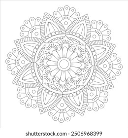 Outline Mandala for Coloring Book Page. Oriental Mandala vector. Mandala Coloring book line art vector illustration. Vector abstract mandala pattern.