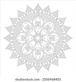 Outline Mandala for Coloring Book Page. Oriental Mandala vector. Mandala Coloring book line art vector illustration. Vector abstract mandala pattern.