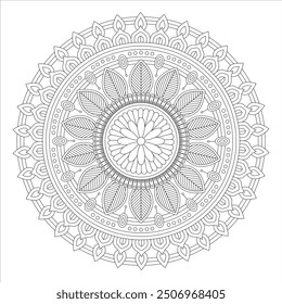 Outline Mandala for Coloring Book Page. Oriental Mandala vector. Mandala Coloring book line art vector illustration. Vector abstract mandala pattern.