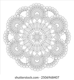 Outline Mandala for Coloring Book Page. Oriental Mandala vector. Mandala Coloring book line art vector illustration. Vector abstract mandala pattern.