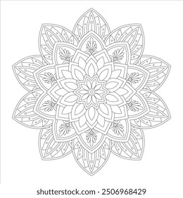 Esquema Mandala para colorear página de libro. Vector Mandala Oriental. Mandala Colorear libro línea de arte de Ilustración vectorial. Patrón de mandala abstracto de Vector.