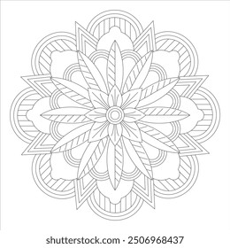 Outline Mandala for Coloring Book Page. Oriental Mandala vector. Mandala Coloring book line art vector illustration. Vector abstract mandala pattern.