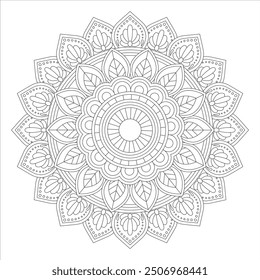 Outline Mandala for Coloring Book Page. Oriental Mandala vector. Mandala Coloring book line art vector illustration. Vector abstract mandala pattern.