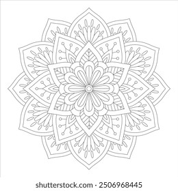 Esquema Mandala para colorear página de libro. Vector Mandala Oriental. Mandala Colorear libro línea de arte de Ilustración vectorial. Patrón de mandala abstracto de Vector.