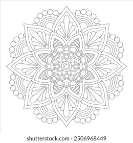 Outline Mandala for Coloring Book Page. Oriental Mandala vector. Mandala Coloring book line art vector illustration. Vector abstract mandala pattern.