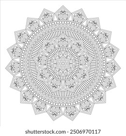 Outline Mandala for Coloring Book Page. Oriental Mandala vector. Mandala Coloring book line art vector illustration. Vector abstract mandala pattern.