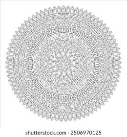 Outline Mandala for Coloring Book Page. Oriental Mandala vector. Mandala Coloring book line art vector illustration. Vector abstract mandala pattern.