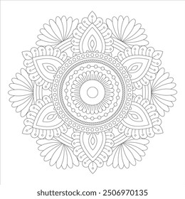 Outline Mandala for Coloring Book Page. Oriental Mandala vector. Mandala Coloring book line art vector illustration. Vector abstract mandala pattern.