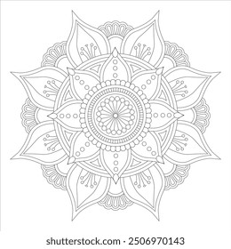 Esquema Mandala para colorear página de libro. Vector Mandala Oriental. Mandala Colorear libro línea de arte de Ilustración vectorial. Patrón de mandala abstracto de Vector.