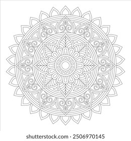 Outline Mandala for Coloring Book Page. Oriental Mandala vector. Mandala Coloring book line art vector illustration. Vector abstract mandala pattern.