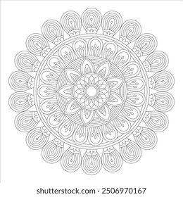 Outline Mandala for Coloring Book Page. Oriental Mandala vector. Mandala Coloring book line art vector illustration. Vector abstract mandala pattern.