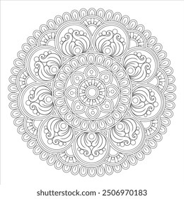 Esquema Mandala para colorear página de libro. Vector Mandala Oriental. Mandala Colorear libro línea de arte de Ilustración vectorial. Patrón de mandala abstracto de Vector.