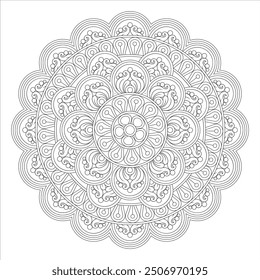 Outline Mandala for Coloring Book Page. Oriental Mandala vector. Mandala Coloring book line art vector illustration. Vector abstract mandala pattern.