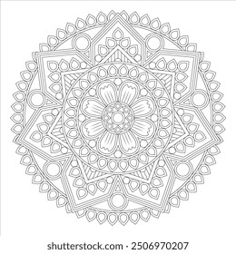 Outline Mandala for Coloring Book Page. Oriental Mandala vector. Mandala Coloring book line art vector illustration. Vector abstract mandala pattern.