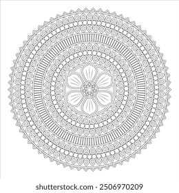 Outline Mandala for Coloring Book Page. Oriental Mandala vector. Mandala Coloring book line art vector illustration. Vector abstract mandala pattern.