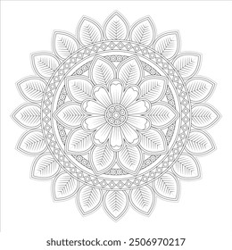 Outline Mandala for Coloring Book Page. Oriental Mandala vector. Mandala Coloring book line art vector illustration. Vector abstract mandala pattern.