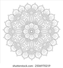 Outline Mandala for Coloring Book Page. Oriental Mandala vector. Mandala Coloring book line art vector illustration. Vector abstract mandala pattern.