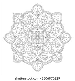 Outline Mandala for Coloring Book Page. Oriental Mandala vector. Mandala Coloring book line art vector illustration. Vector abstract mandala pattern.