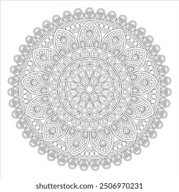 Outline Mandala for Coloring Book Page. Oriental Mandala vector. Mandala Coloring book line art vector illustration. Vector abstract mandala pattern.