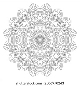 Outline Mandala for Coloring Book Page. Oriental Mandala vector. Mandala Coloring book line art vector illustration. Vector abstract mandala pattern.