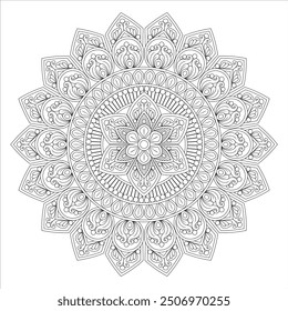 Outline Mandala for Coloring Book Page. Oriental Mandala vector. Mandala Coloring book line art vector illustration. Vector abstract mandala pattern.