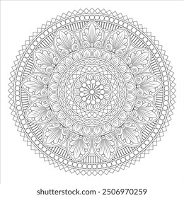 Outline Mandala for Coloring Book Page. Oriental Mandala vector. Mandala Coloring book line art vector illustration. Vector abstract mandala pattern.