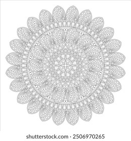 Outline Mandala for Coloring Book Page. Oriental Mandala vector. Mandala Coloring book line art vector illustration. Vector abstract mandala pattern.