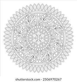 Outline Mandala for Coloring Book Page. Oriental Mandala vector. Mandala Coloring book line art vector illustration. Vector abstract mandala pattern.