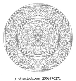 Outline Mandala for Coloring Book Page. Oriental Mandala vector. Mandala Coloring book line art vector illustration. Vector abstract mandala pattern.