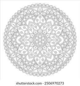 Outline Mandala for Coloring Book Page. Oriental Mandala vector. Mandala Coloring book line art vector illustration. Vector abstract mandala pattern.