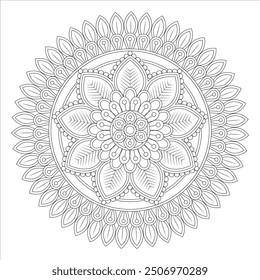 Outline Mandala for Coloring Book Page. Oriental Mandala vector. Mandala Coloring book line art vector illustration. Vector abstract mandala pattern.