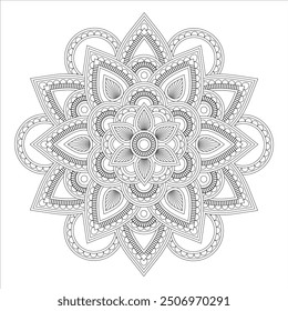 Outline Mandala for Coloring Book Page. Oriental Mandala vector. Mandala Coloring book line art vector illustration. Vector abstract mandala pattern.