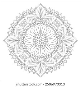 Outline Mandala for Coloring Book Page. Oriental Mandala vector. Mandala Coloring book line art vector illustration. Vector abstract mandala pattern.