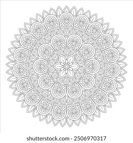 Outline Mandala for Coloring Book Page. Oriental Mandala vector. Mandala Coloring book line art vector illustration. Vector abstract mandala pattern.