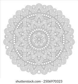 Outline Mandala for Coloring Book Page. Oriental Mandala vector. Mandala Coloring book line art vector illustration. Vector abstract mandala pattern.